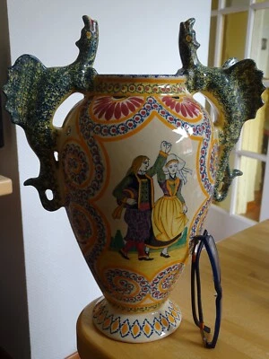 VINTAGE VASE CERAMIC HENRIOT QUIMPER FRANCE circa 1940s' Height: 14,17" - Image 1 of 4