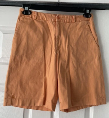 Pantalones Cortos Para Mujer Ralph Lauren Golf Naranja Melocotón Frente Plano Elástico Algodón 6 Foto 1 de 4