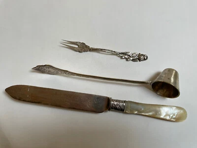 Konvolut Besteck Silber 830 Messer Perlmutt antik - Bild 1 von 4