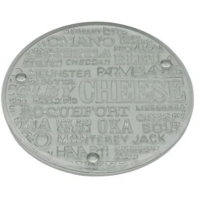 Vintage Jeanette Embossed Clear Glass Cheese Plate With Embossed Cheese Names - Image 1 of 4