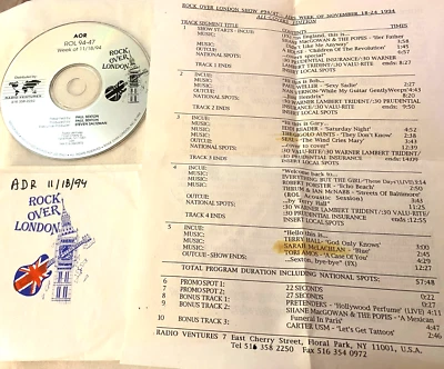 11/18/94 ROCK OVER LONDON (AOR) SPECIAL ALL COVERS EDITION & ROL LIVE ACOUSTIC - Image 1 of 2