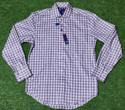 Egara Men's Purple Button Up Dress Shirt 16.5 Neck Checkered Medium - NEW w/ Tag - Image 1 of 4