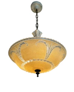 vintage 1930-40s Art Deco 3 light bedroom hanging fixture - Picture 1 of 14