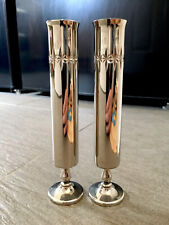 Vintage Pair of 1960/70s Silver Plated Bud Vases Made In England Mid Century Art