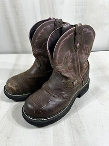 Size 7- Women’s JUSTIN GYPSY 8" STEEL TOE AGED BARK WORK BOOTS - Picture 1 of 8