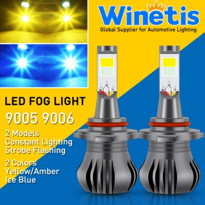 2x 9006 Fog Lights For Lexus GS300 98-06 LED Switchback Strobe Yellow & Ice Blue - Image 1 of 4