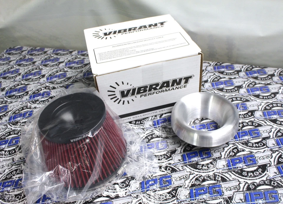 Filtro de aire y pila de velocidad Bellmouth de aluminio Vibrant Performance de 3" Foto 1 de 1
