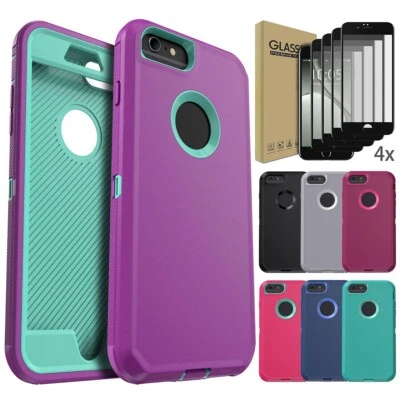 For Apple iPhone 6s Plus 6 Plus Heavy Duty Phone Case Cover / Tempered Glass - image 1 of 4