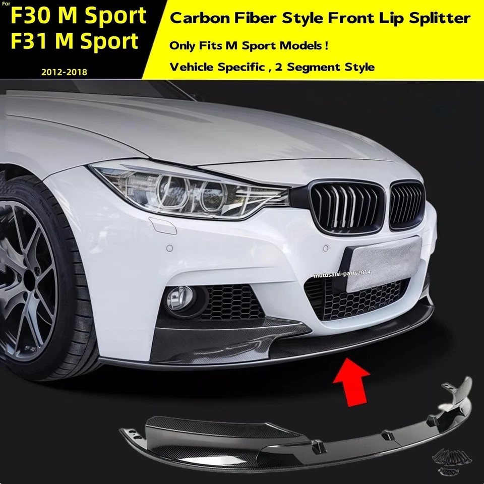 FITS 2012-18 BMW F30 F31 325I 328I M SPORT FRONT LIP SPLITTER CARBON FIBER STYLE - Image 1 of 4