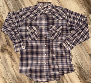 Vintage 70s McGregor Pearl Snap Thin Button Up Long Sleeve Plaid Shirt medium - Picture 1 of 23