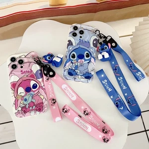 For iPhone Samsung Huawei Cute Cream Stitch Case Phone Cover Doll Stand 2 Straps - Picture 1 of 21