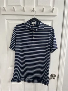 Peter Millar Summer Comfort Mens Small Blue w/ Stripes Stretch Golf Polo Shirt - Picture 1 of 6