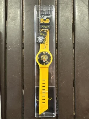 Ed Hardy Men's Matte Yellow Tiger Silicone Strap Watch 46mm NIB - Image 1 of 4