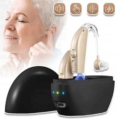 2 Stück Hörgeräte wiederaufladbar unsichtbare BTE Ohrhörgeräte mit Ladestation - Bild 1 von 4