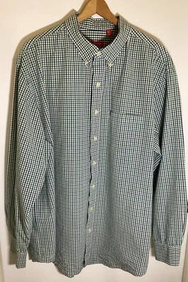 IZOD Size 2XL Mens Long Sleeve Dress Shirt/Green,White,Purple Check Pattern - Image 1 of 4