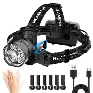 Lampada frontale LED ricaricabile, lampada frontale super luminosa ad alto lumen per adulti con... - Foto 1 di 8