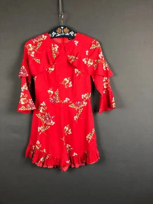 Mini vestido estilo mameluco Dolce&Gabbana rojo viscosa floral para mujer Foto 1 de 4