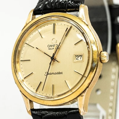 **Exc+5** Vintage 1977 OMEGA Seamaster Cal.1342 Quartz Push Crown Gold 36mm Mens - image 1 of 4