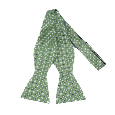 Pajarita Saddlebred verde azul seda punto geométrico autocorbata Foto 1 de 4