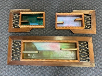 Vintage SHADOWBOX WALL ART SET Mid Century Modern wood shelf deep shelving unit - Image 1 of 4