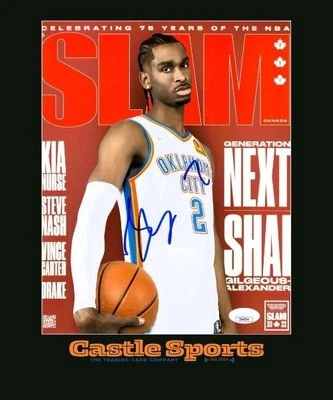 Shai Gilgeous-Alexander SIGNED 8x10 Color Photo SLAM AUTO JSA AUTH COA Thunder - Image 1 of 3