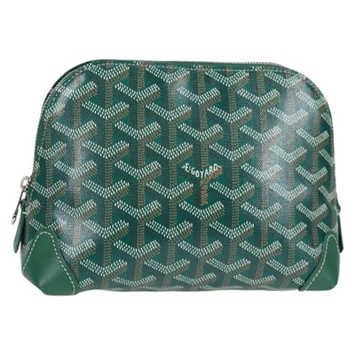Auténtico bolso cosmético GOYARD Herringbone Vendome cuero verde plata 136822M Foto 1 de 4
