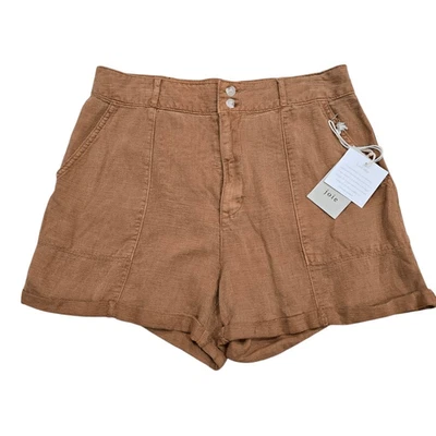 Joie Linen Casual Shorts Women's 8 Harvest Brown Comfort Boho Pockets Cargo - Image 1 of 4
