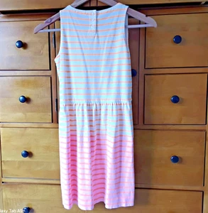 JCREW Crewcuts Cream Orange Striped Pink Dipped Dyed Sleeveless Dress - Size 12 - Picture 1 of 6