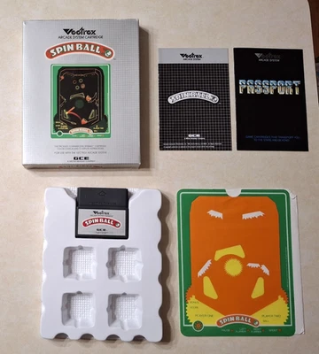 Vectrex SpinBall Complete CIB Video Game Cartridge Manual Overlay Catalog 1983 - Image 1 of 4