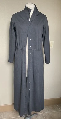 J. Crew VINTAGE Long Grey Full Button Dress 100% Cotton Pockets Mock Neck 10 - Image 1 of 4