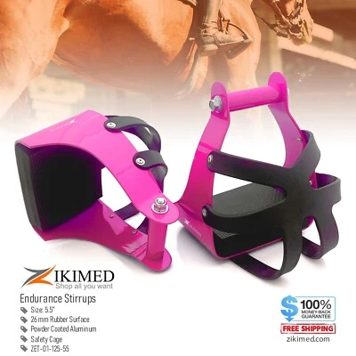 Endurance Stirrups Aluminium Pink Color Coated 5.5" with Leather Guard - Image 1 of 2