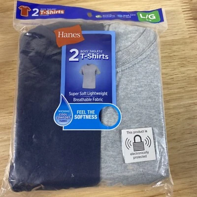 Hanes Boys' 2 Count Tagless Crewneck T-Shirts*Size Large (14/16) - Image 1 of 4