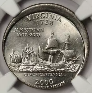 2000 NGC MS64 Misaligned Die Broadstruck Virginia Quarter Mint Error - Picture 1 of 4