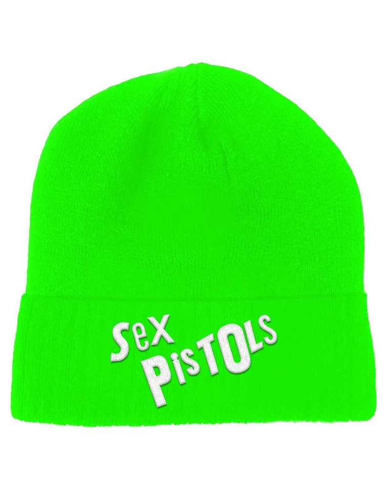 Bravado Sex Pistols Logo Florente Verde Tejido Gorro Puños Banda Sombrero Nuevo con Etiquetas Foto 1 de 1