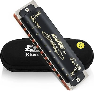 EASTTOP 10Holes Diatonic Blues Harmonica Professional Standard Black Harmonicas - Image 1 of 4