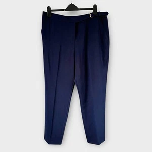TU Navy Blue Trousers Plus 18 W36 L29 Belt Tapered Pleat Work Smart High Rise - Picture 1 of 10
