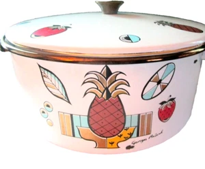 Vintage Georges Briard Ambrosia Enamelware Metal Stock Pot with Lid 5QT - Picture 1 of 18