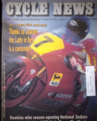 HAWKINS WINS SEASON-OPENING  - CYCLE NEWS MAGAZINE, FEBRUARY 26, 1992 Foto 1 de 4