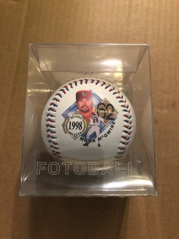 1998 Mark McGwire 62 HR Home Runs PHOTO BALL w/ Stats In Package - Cardinals Cover
