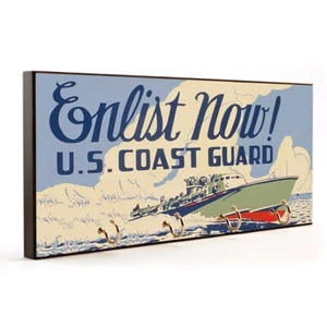 WWII US Coast Guard Recruiting Poster USCG Design Wood Key Hanger - Picture 1 of 3