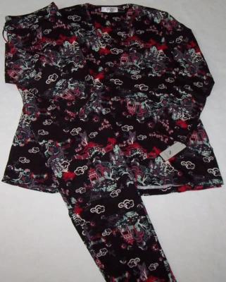 NUEVO CON ETIQUETAS N Natori Negro/Marfil/Rosa/Azul PAGODA Floral Tejido Suave Pijama/Juego de Salón S Foto 1 de 4