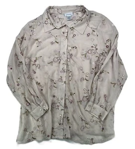 Camisa Blusa Boho Para Mujer Avenue Bordada Floral Abotonada Talla 18/20 - Imagen 1 de 4