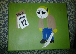 Friday the 13th Jason Voorhees oil painting - Picture 1 of 4