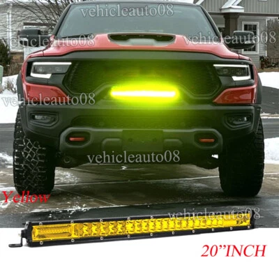 20" Yellow LED Light Bar Spot Combo Fit 2003-18 Dodge Ram 2500/3500 Lower Bumper - Image 1 of 4