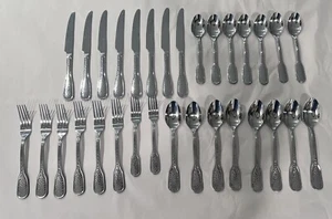 Juego de cubiertos de acero inoxidable Cambridge de 31 piezas con patrón martillado - Imagen 1 de 6