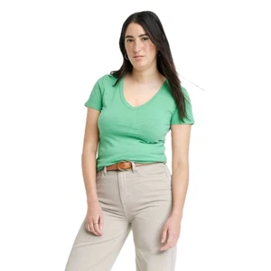 Women s Slim Fit Short Sleeve V-Neck T-Shirt - Small, Universal Thread, Green - Picture 1 of 3