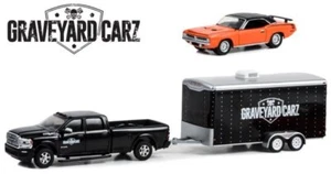 RAM 2500 + Trailer + 1970 Plymouth Cuda 340 - black / orange - Greenlight 1:64 - Imagen 1 de 6