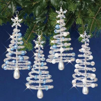 Massive Eiche nostalgisches Weihnachtsornament-Set - frostige Weihnachtsbäume machen 4 - Bild 1 von 3