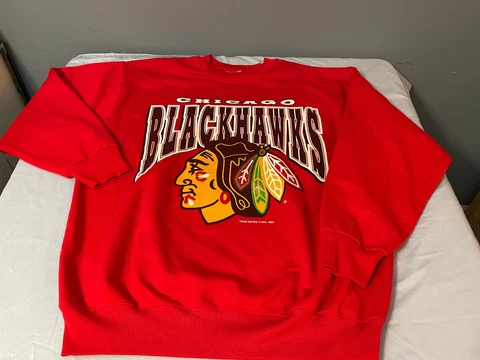 NEW Vintage 1992 TEAM RATED NHL Chicago Blackhawks Red Logo Sweatshirt XL Cover