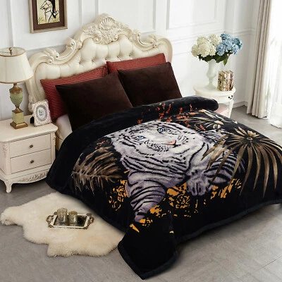 10lb King Mink Blanket - Reversible Tiger Print, Thick Warm Winter Bedding